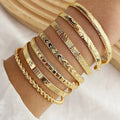 7-Piece Gold-Tone Statement Bracelet Set for Women