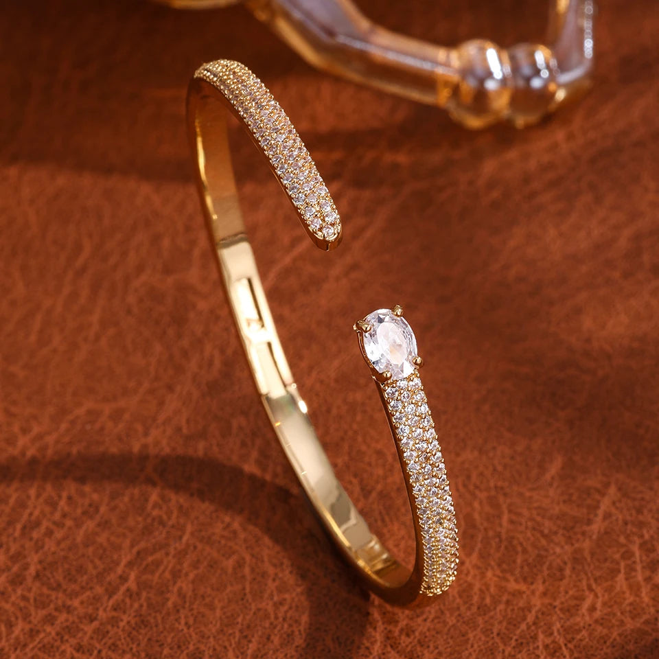 Luxury Geometric Zirconia Cuff Bracelet for Women – Elegant Party & Everyday Jewelry