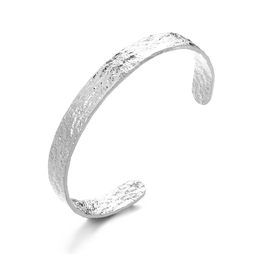 English: Luxury Textured Open Cuff Bracelet – Gold Tone
