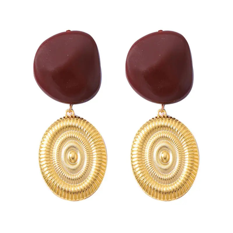 Women’s Irregular Geometric Resin Drop Earrings – Vintage Shell-Inspired Statement Jewelry