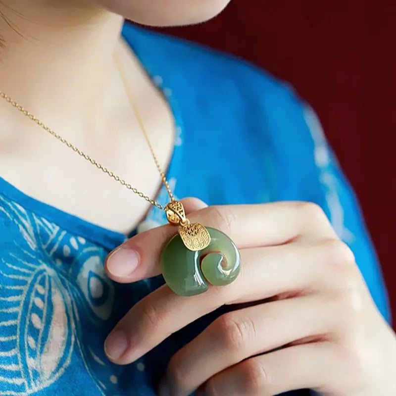 Women’s Natural Hetian Jade Elephant Pendant Necklace – Elegant Birthday & Anniversary Jewelry Gift