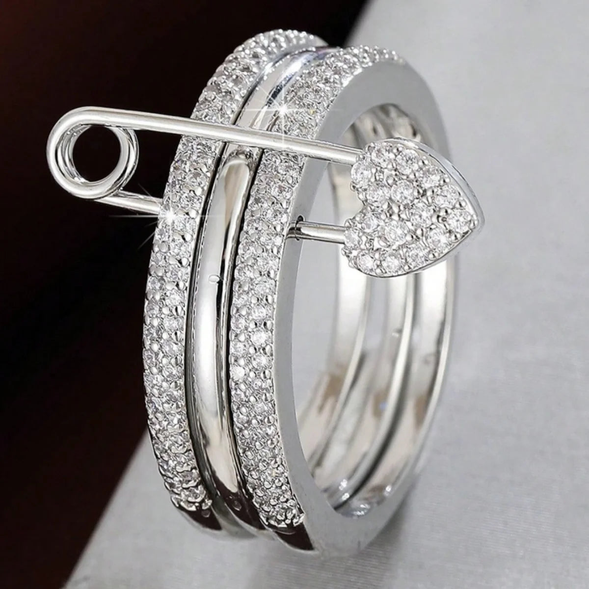 Modern Triple-Layer Chain Ring for Women