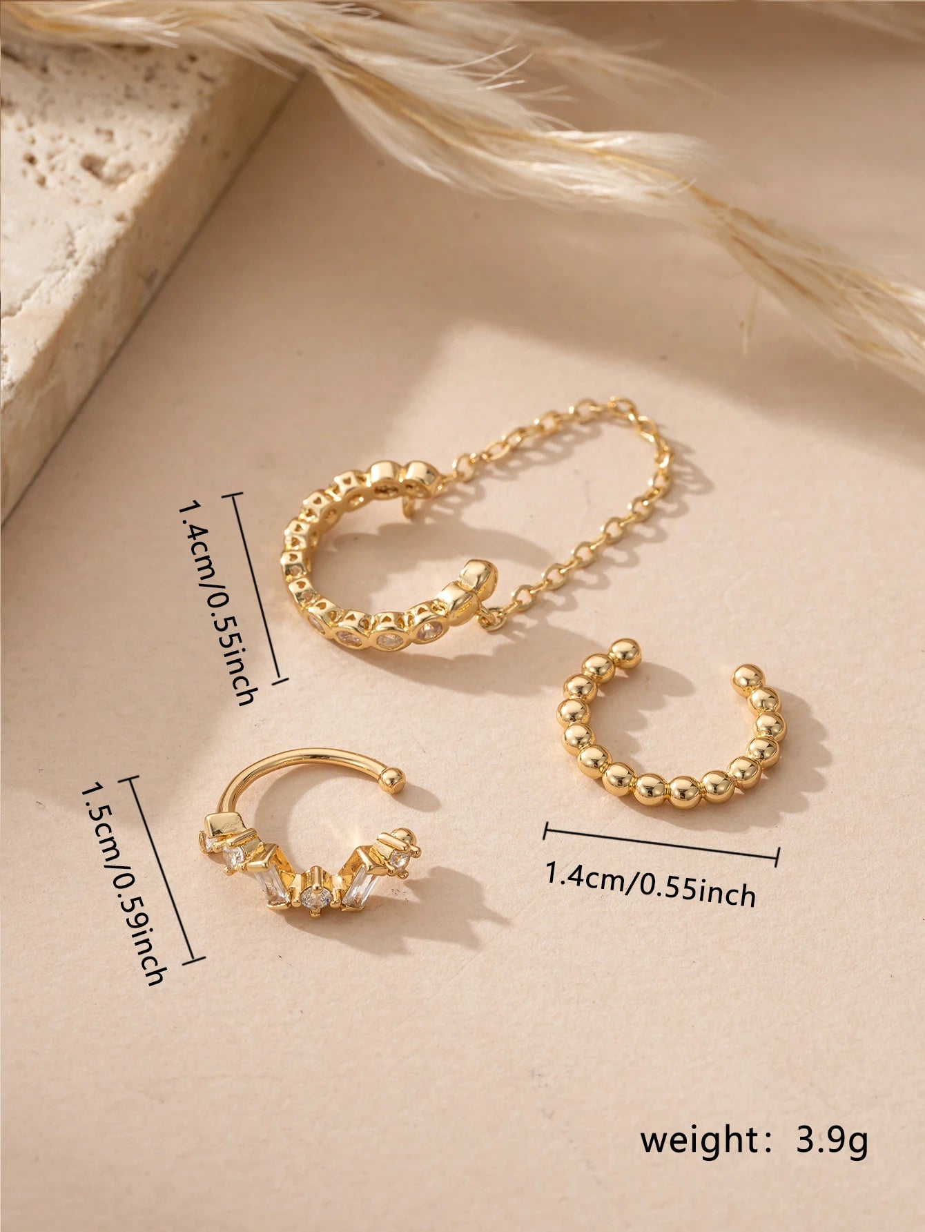 3-Piece Chain Ear Cuff Set – No Piercing Required