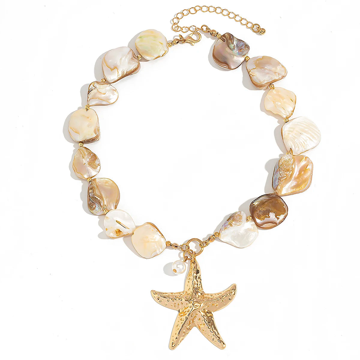 Women’s Gold Starfish Pendant Choker Necklace – Vintage Coastal Beach Jewelry