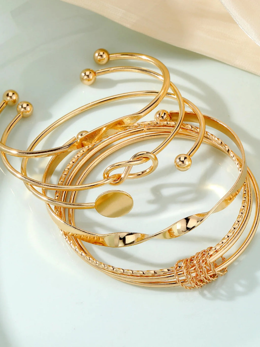 5-Piece Sparkling Layered Bracelet Set for Women