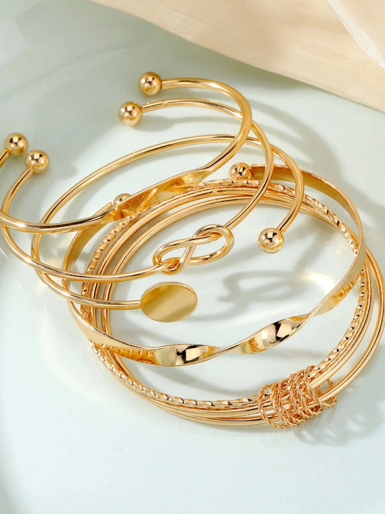 5-Piece Sparkling Layered Bracelet Set for Women