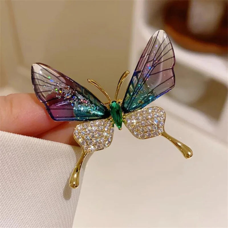 Royal Butterfly Pearl & Crystal Brooch