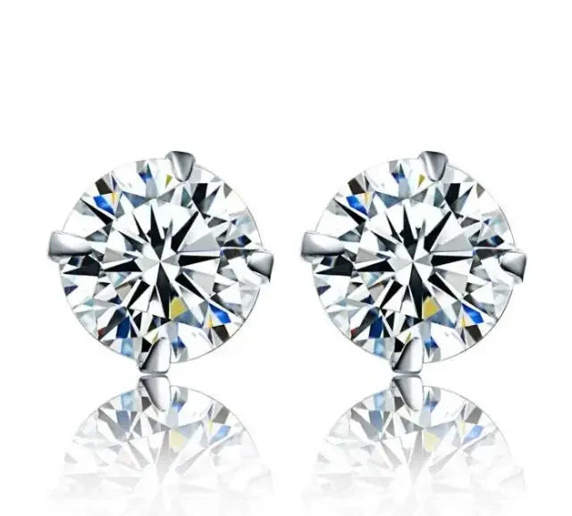 Elegant 925 Sterling Silver Crystal Stud Earrings