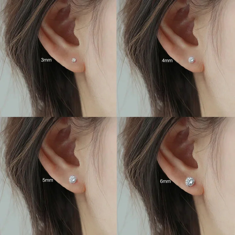Elegant 925 Sterling Silver Crystal Stud Earrings