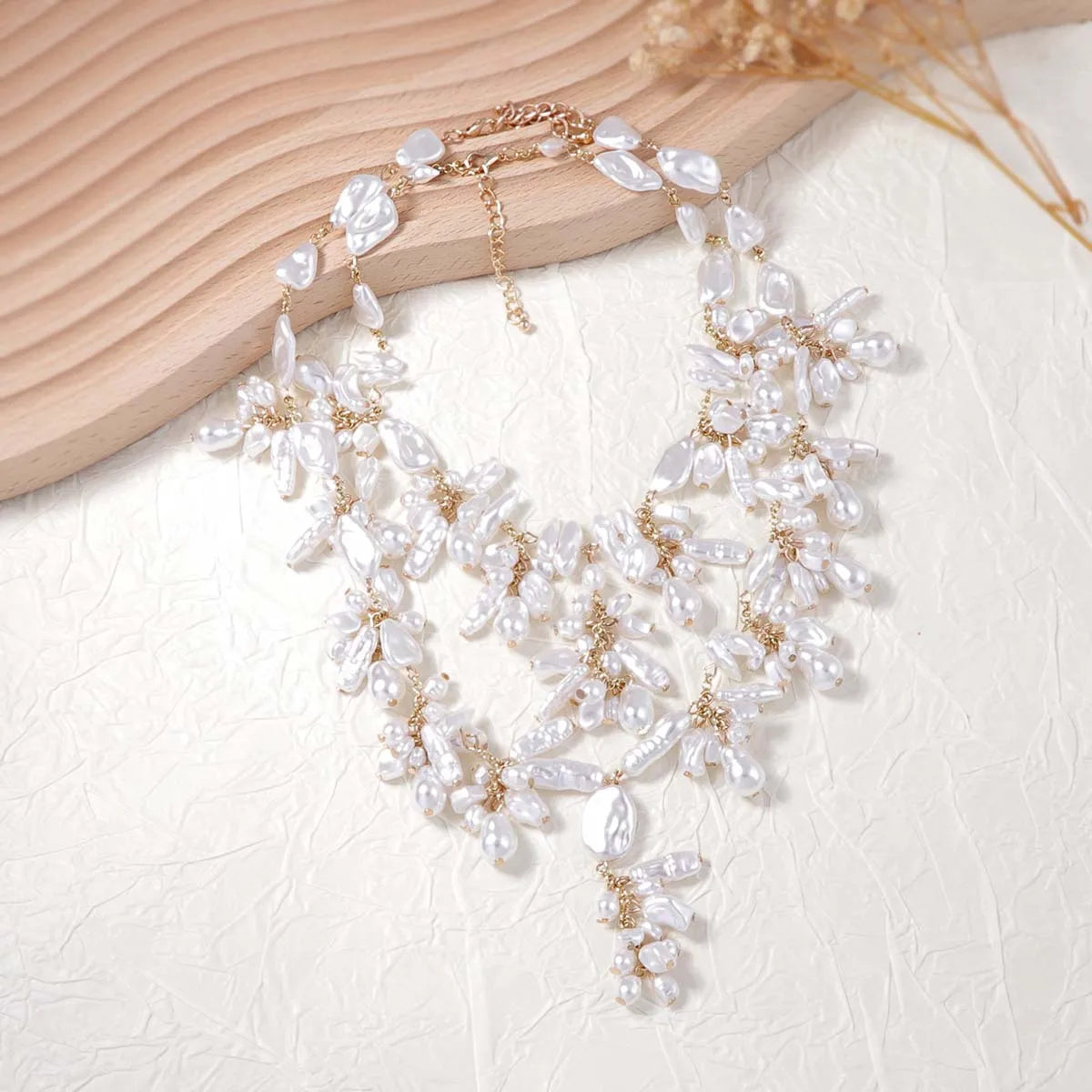 Women’s Baroque Pearl Necklace – Elegant Vintage Layered Party Jewelry