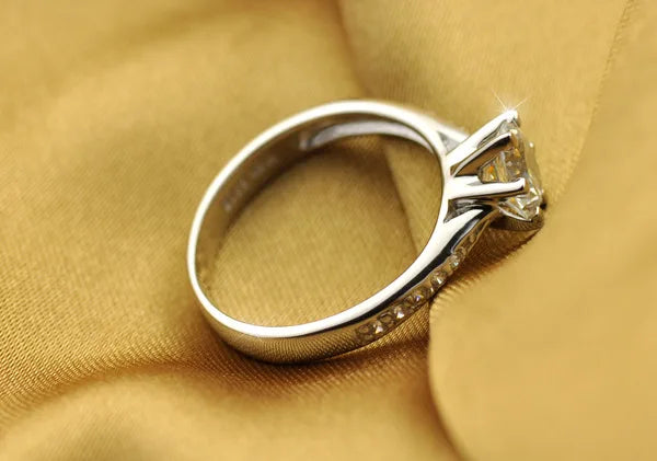 Luxury 925 Sterling Silver Six-Prong Solitaire Ring for Women