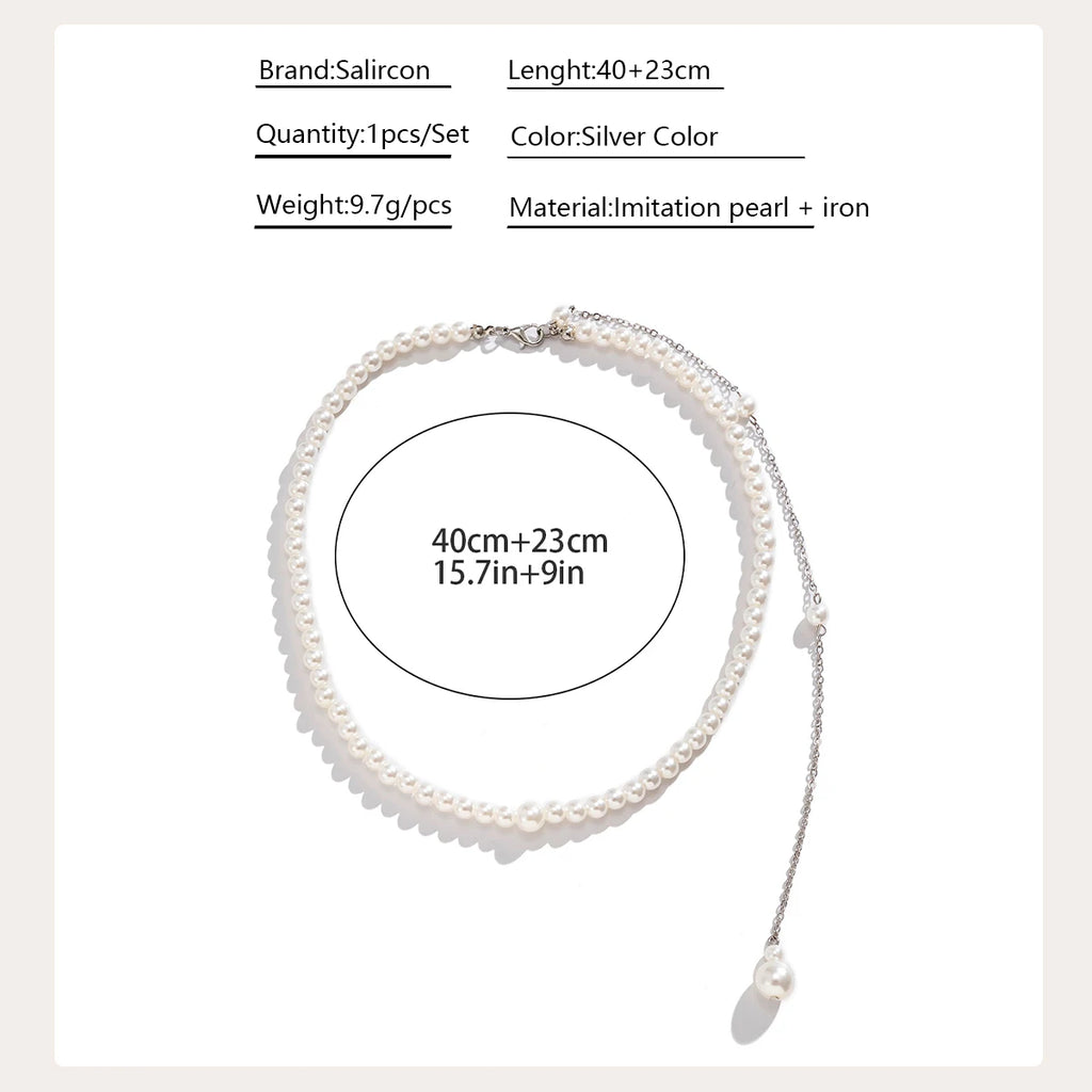 Women’s Layered Pearl Tassel Necklace – Vintage Long Chain Wedding Jewelry