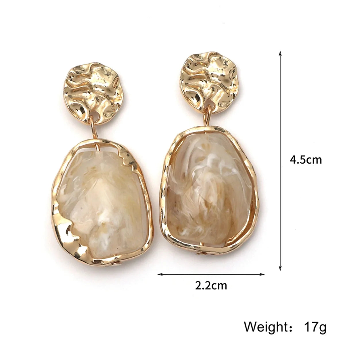 Women’s Irregular Geometric Resin Drop Earrings – Vintage Shell-Inspired Statement Jewelry