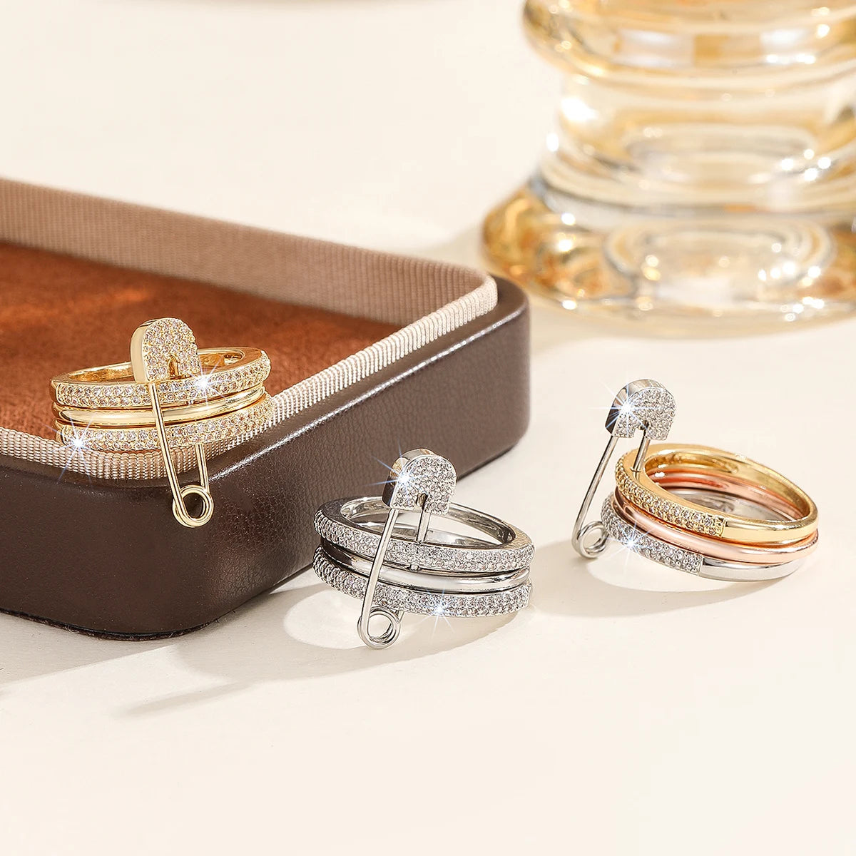 Modern Triple-Layer Chain Ring for Women