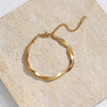 Women’s Gold-Plated Braided Herringbone Necklace & Bracelet Set – Water-Resistant Jewelry