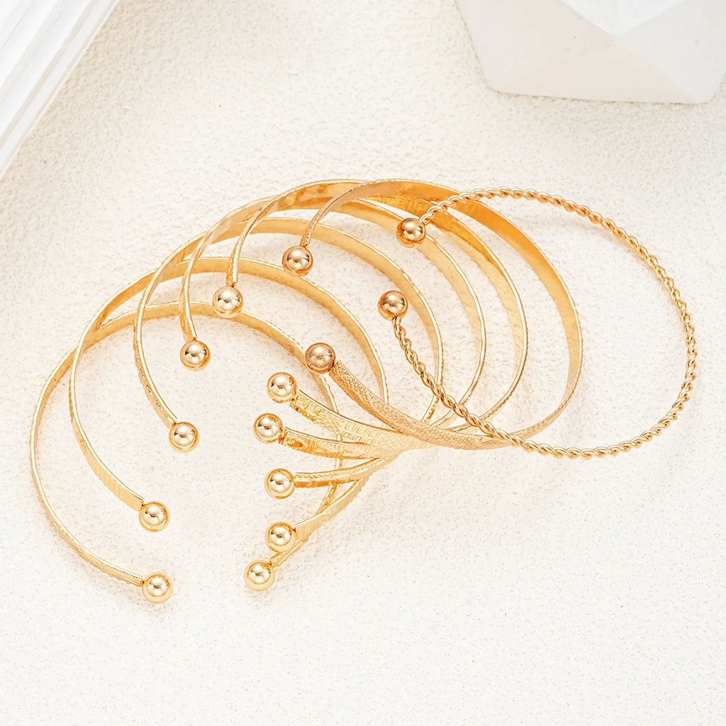 7-Piece Gold-Tone Statement Bracelet Set for Women