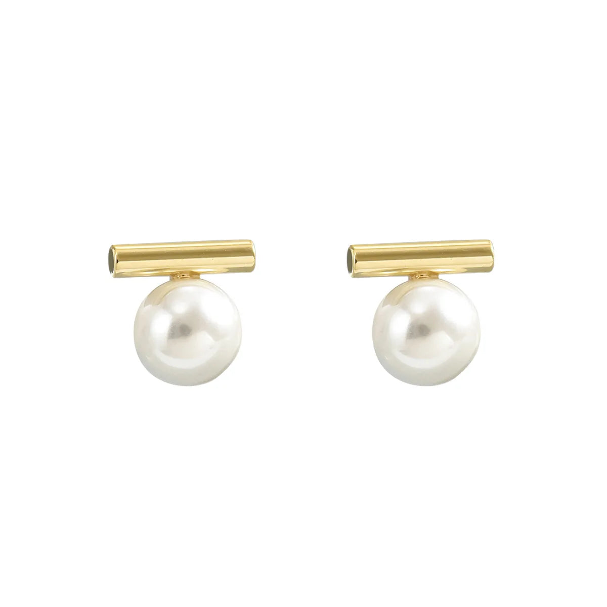 Women’s Pearl Stud Earrings – Elegant Gold-Tone Fashion Jewelry