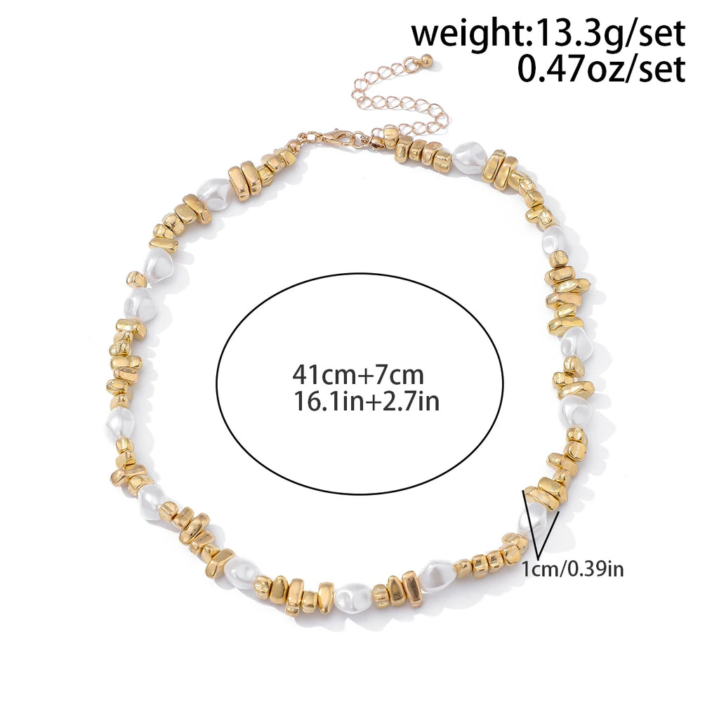 Women’s Pearl Choker Necklace – Gold-Tone Beaded Collar Party Jewelry