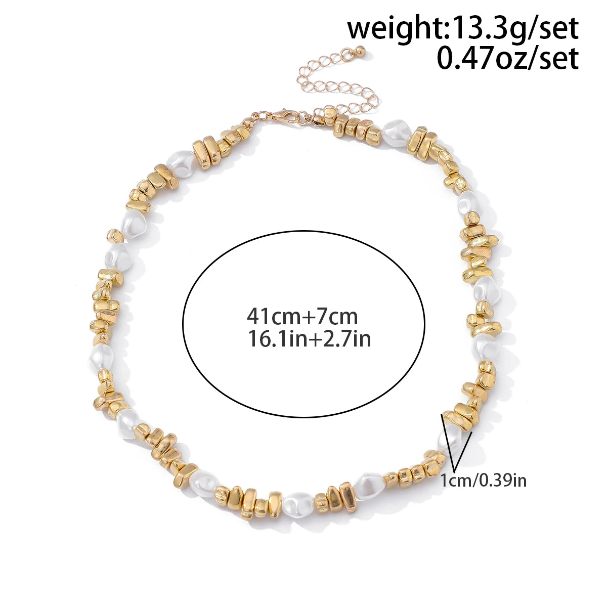 Women’s Pearl Choker Necklace – Gold-Tone Beaded Collar Party Jewelry