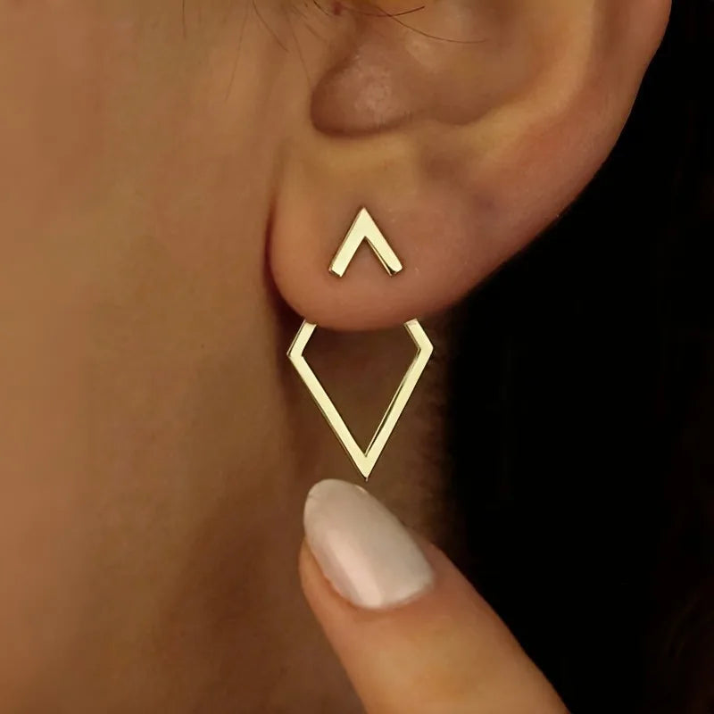 Minimalist Geometric Stud Earrings for Women – Detachable Square & Triangle Design