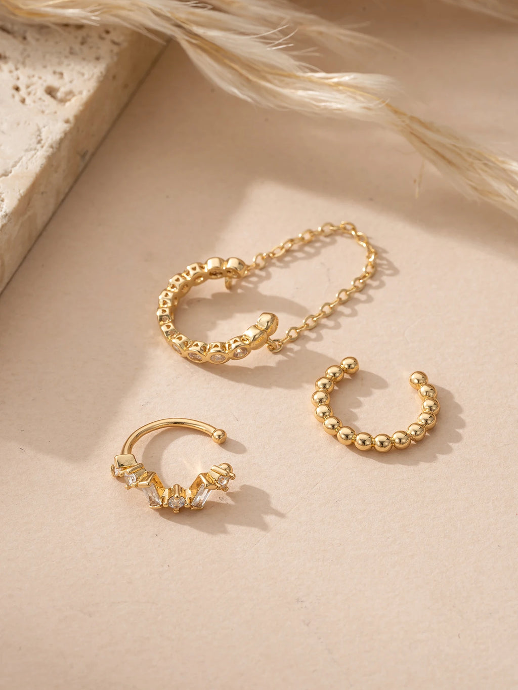 3-Piece Chain Ear Cuff Set – No Piercing Required