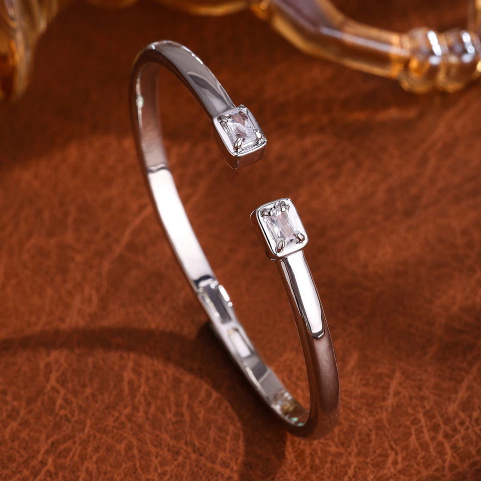 Luxury Geometric Zirconia Cuff Bracelet for Women – Elegant Party & Everyday Jewelry