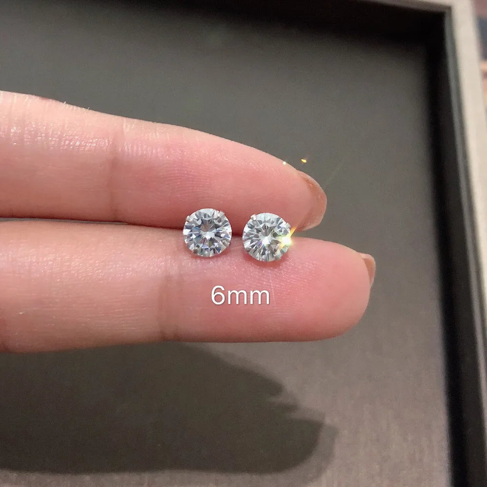 Elegant 925 Sterling Silver Crystal Stud Earrings