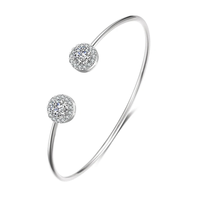 Luxury Geometric Zirconia Cuff Bracelet for Women – Elegant Party & Everyday Jewelry