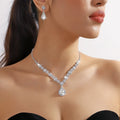 3-Piece Women’s Crystal Water Drop Necklace & Earrings Set – Bridal Wedding and Evening Jewelry