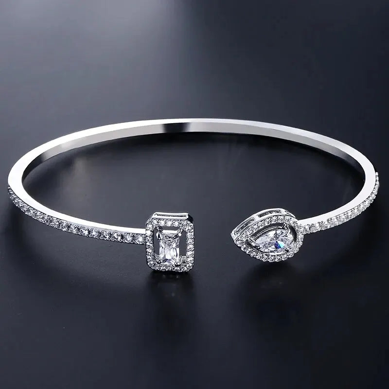 Luxury Geometric Zirconia Cuff Bracelet for Women – Elegant Party & Everyday Jewelry