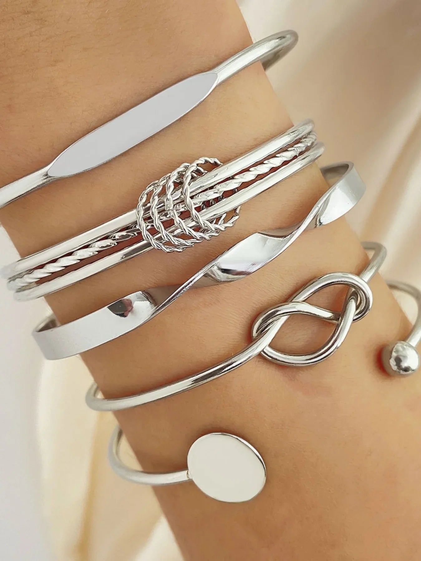 5-Piece Sparkling Layered Bracelet Set for Women