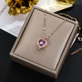 Colorful Crystal Ocean Heart Pendant Necklace for Women
