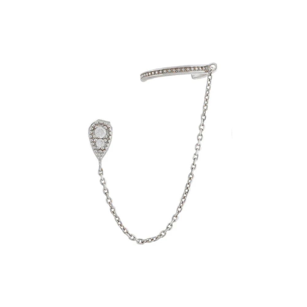 Women’s 14K Gold-Plated Crystal Water Drop Chain Earrings – Stainless Steel Dangle Jewelry