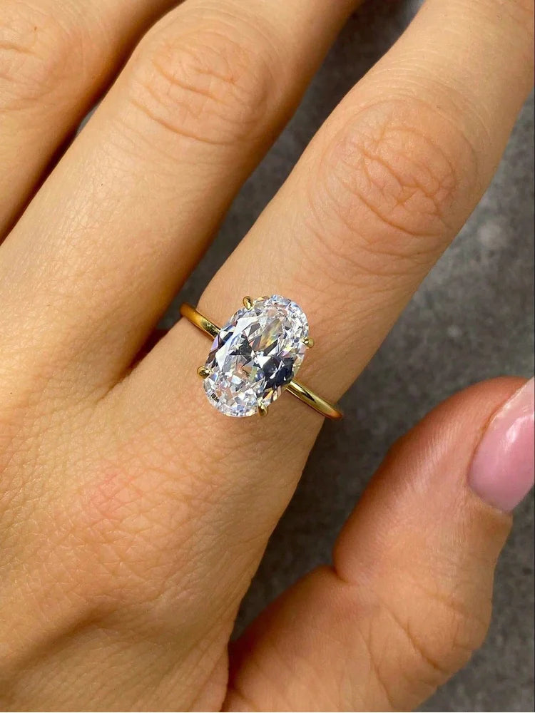 Luxury 925 Sterling Silver Zircon Engagement Ring for Women