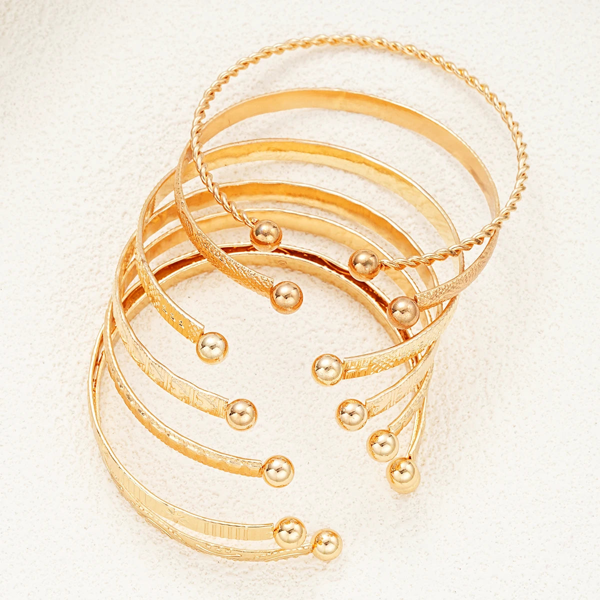 7-Piece Gold-Tone Statement Bracelet Set for Women