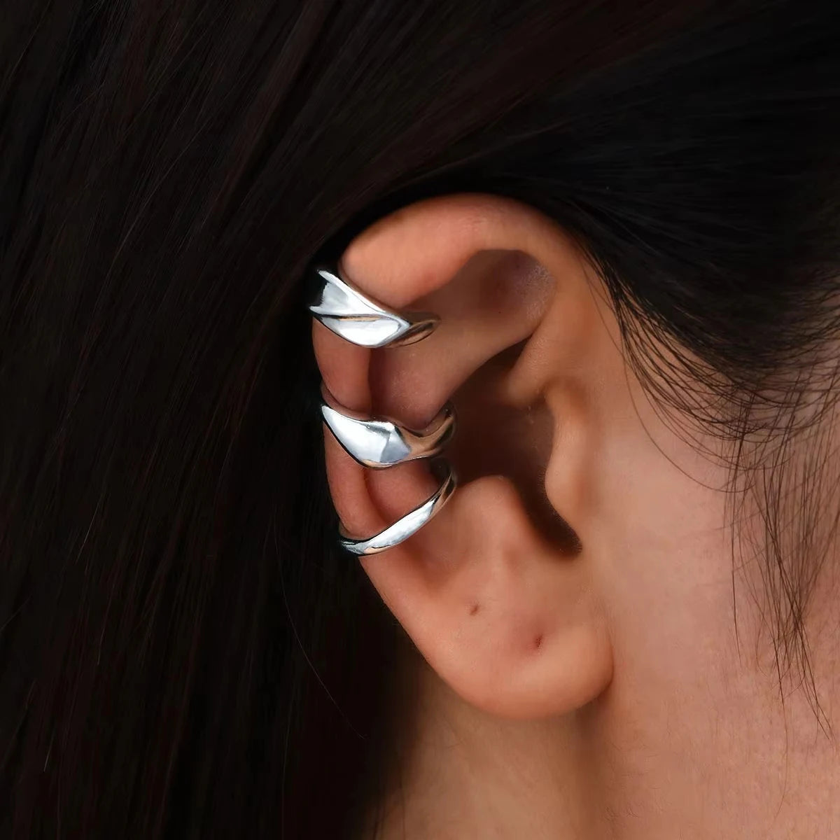 5-Piece Elegant Silver Ear Cuff Set – No Piercing Required