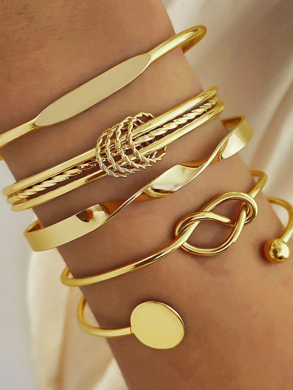 5-Piece Sparkling Layered Bracelet Set for Women