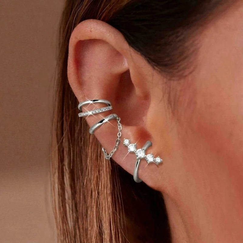 5-Piece Elegant Silver Ear Cuff Set – No Piercing Required