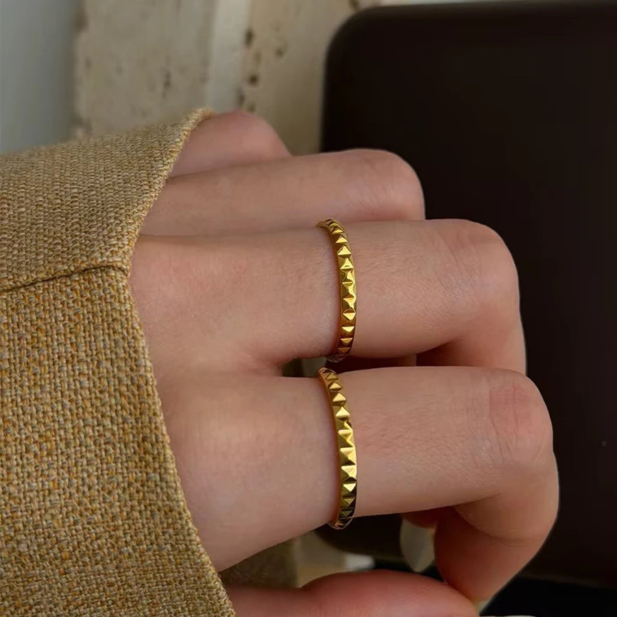 3-Piece Minimalist Raised Square Ring Set for Women